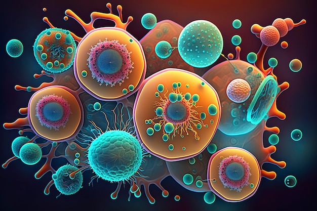 medical illustration of bacteria cells, creative ai