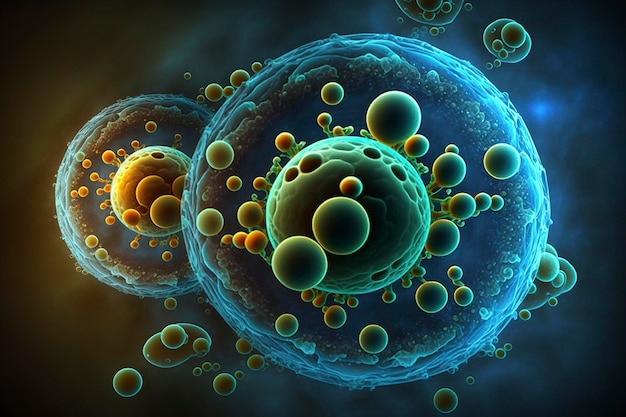 медицинская иллюстрация клеток бактерий, креативный искусственный интеллект