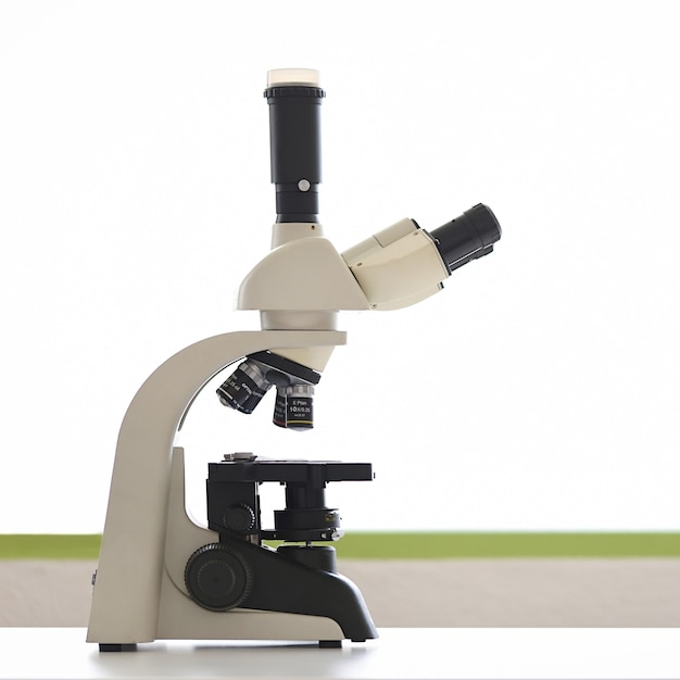 Photo medical laboratory concept with microscope isolated on a white background