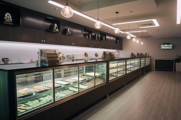 Medical marijuana dispensary with variety of products and information on benefits for patients