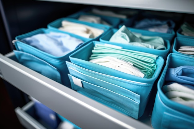 Medical masks in an open drawer