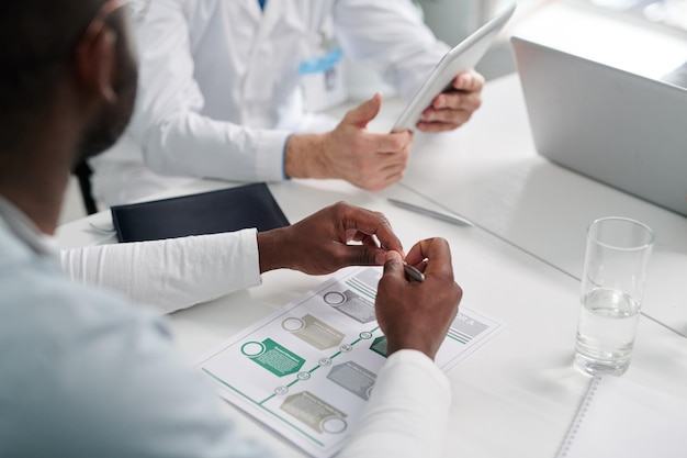 Medical people sitting at meeting