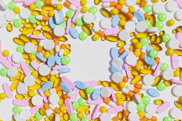 Medical pills for background 3d render