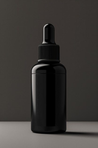 Medical product black dropper bottle mockup template for cosmetic serum and essential oils