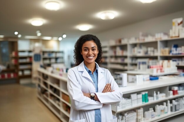 Foto professionista medico che lavora in una farmacia