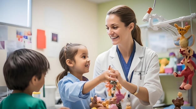 Foto un background medico con medici e studenti