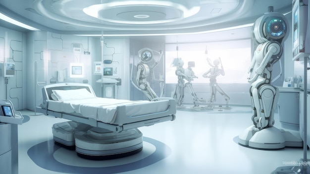 Foto il robot medico assiste il medico umano