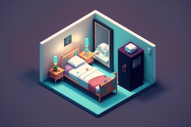 Photo medical room 3d isometric illustration generated ai