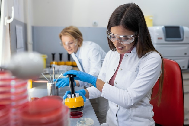 Medical Science Laboratory 항생제 감수성 검사 과학자 항생제 검사를 수행하는 야심 찬 젊은 생명 공학 첨단 장비와 함께하는 전문가