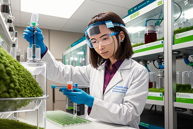 Foto professionisti della ricerca scientifica medica personale di laboratori agricoli carta da parati promozionale