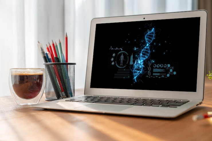 फोटो medical science technology and futuristic healthcare computer software brisk