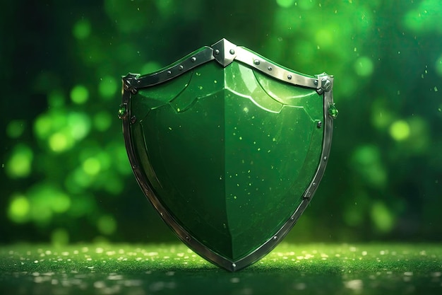 Photo medical shield on green background family life insurance medical care insurance green shild