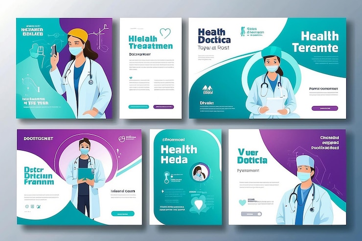 Photo medical social media post template design set for health treatment doctor banner vector