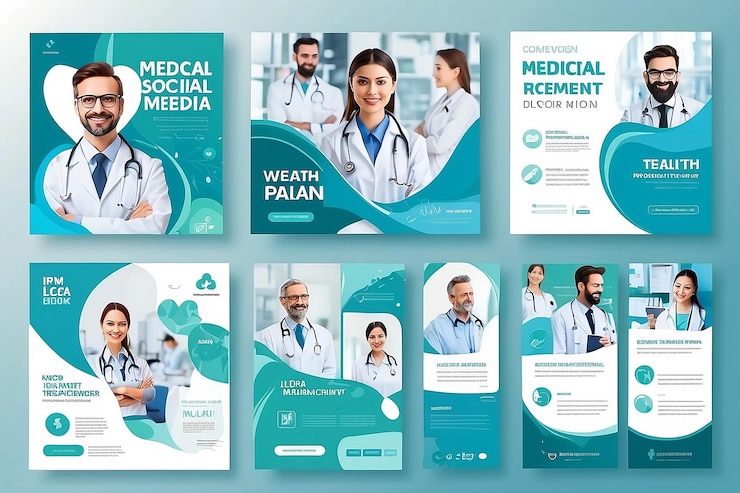 Photo medical social media post template design set for health treatment doctor banner vector