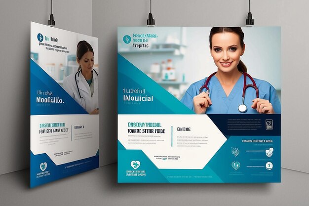 Medical social media post template health banner template for social media Medical square flyer template