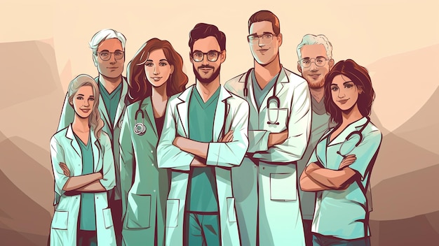 a medical staff group of doctors and nurses