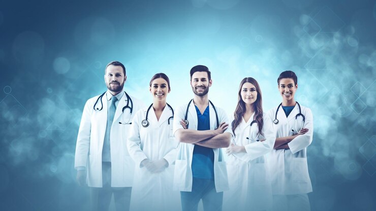 Medical staff people group Team of doctor and nurse in hospital Healthcare and medicine Ai