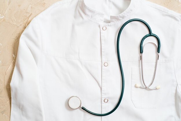 Medical stethoscope on a gown