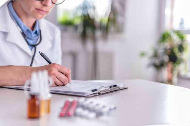 Medical supplies on table