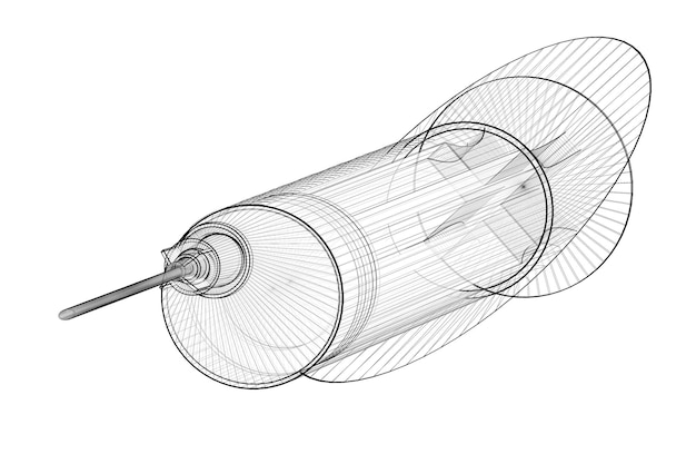 Medical syringe for injections on a background