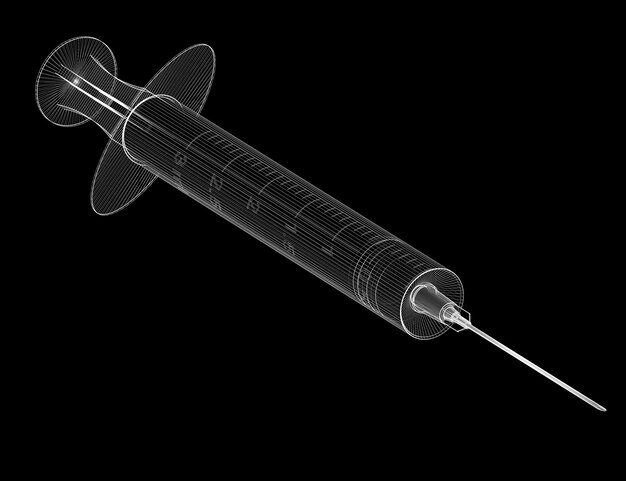 Medical syringe for injections on a background