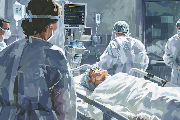 medical team attending to patient in hospital room during daytime