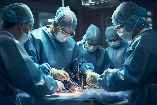 Medical Team Conducts Surgery in WellLit Environment Generative AI