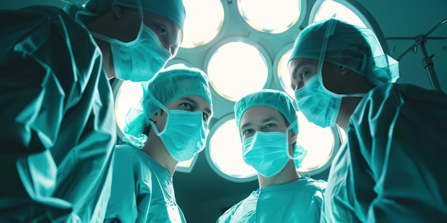 수술실 에서 수술 을 하는 의료팀