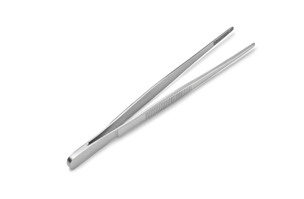 Medical tweezers on a white background