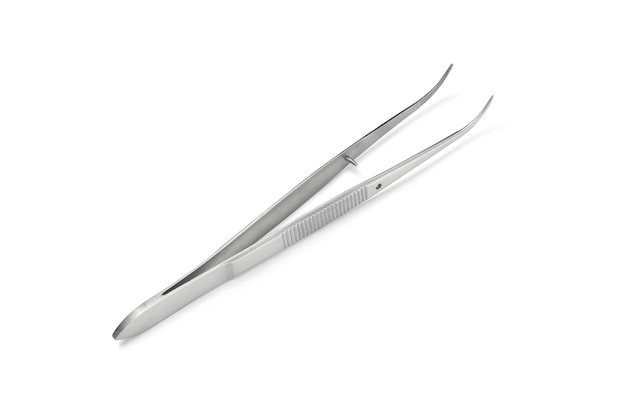 Medical tweezers on a white background