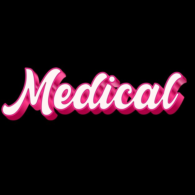 Medical Typography 3D Design Pink Black White Background Photo JPG