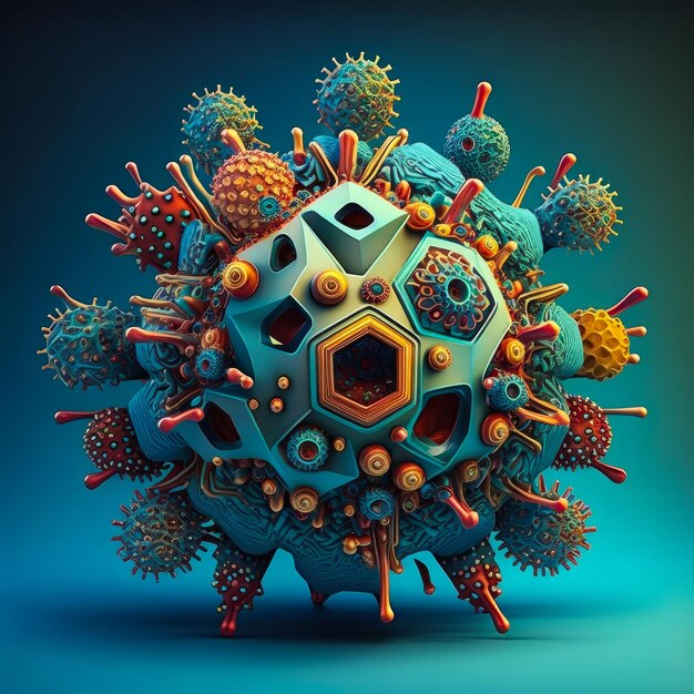 Medical virus A computer generated image of a ball with many different things on it