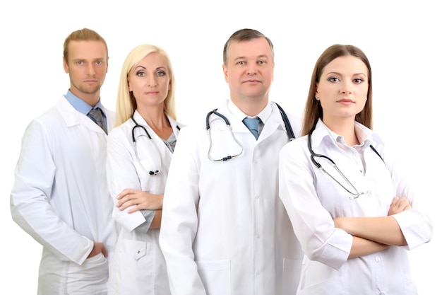 Медицинские работники, изолированные на белом фоне
