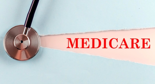 Photo medicare word made on torn paper medical concept background