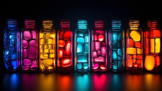 Medication Bottles with Colored Capsules