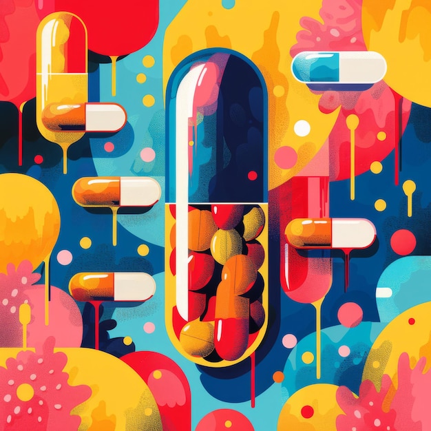 Medication and health flat design vibrant palette