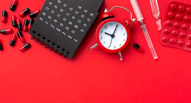 Medication with clock beside