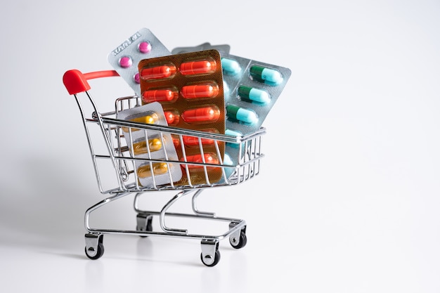 Medicijnen, vitamines en antioxidanten in online winkelwagen