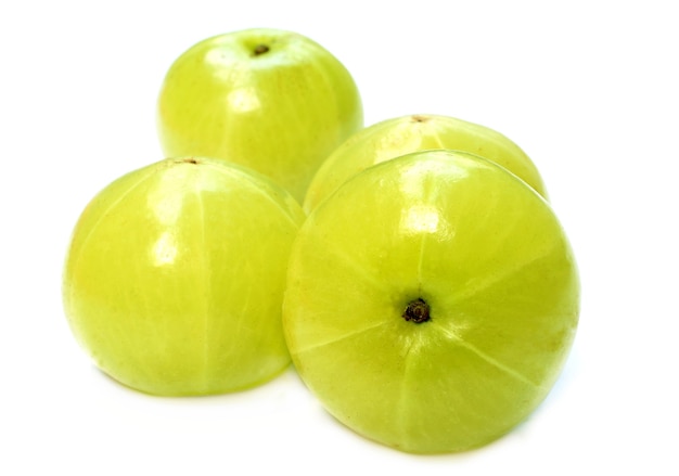 Medicinal Amla fruits over white background