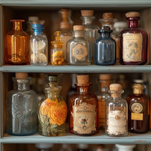 Medicinal herbs and tinctures homeopathy Selective focus