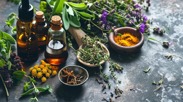medicinal herbs and tinctures nature