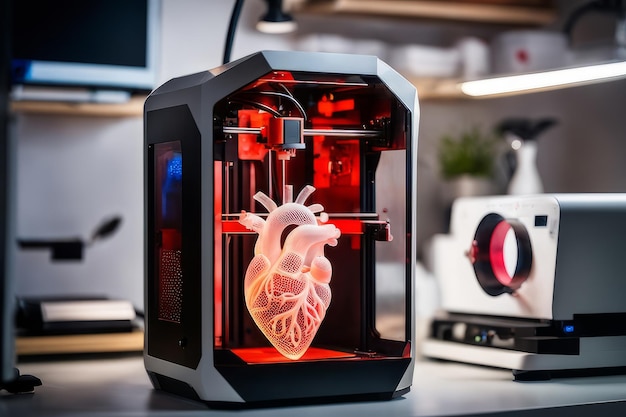 Medicine 3d printer for organ heart printed Concept new technology transplant