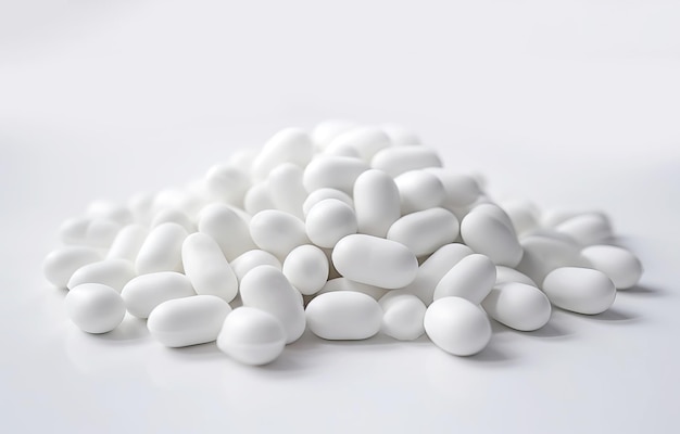 Medicine background White tablets on a white background