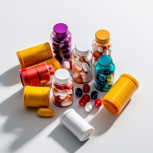 Medicine bottle colorful pills