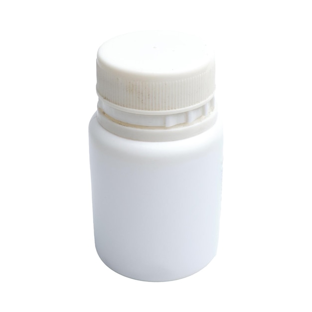 Бутылка с лекарством изолирована на белом фоне