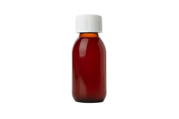 Medicine bottle with syrup isolated