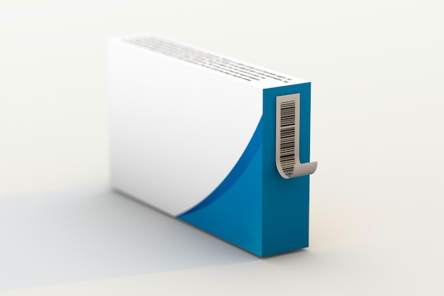 Medicine box with bar code label 3d render