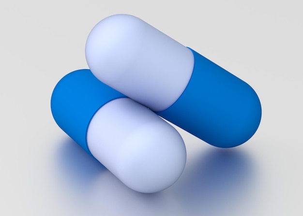 Foto concetto di medicina illustrazione di due capsule di pillole
