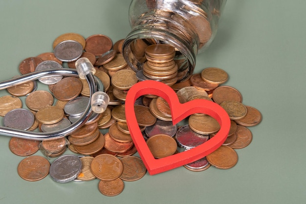 Foto concetto di costo della medicina con trattamento cardiaco