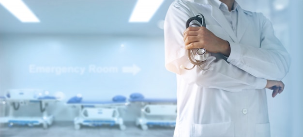 Medicine doctor with stethoscope in hand